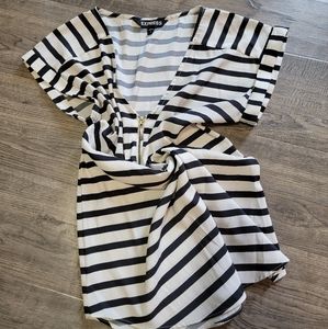 Express dress shirt,  lack and white stripe with zipper - S